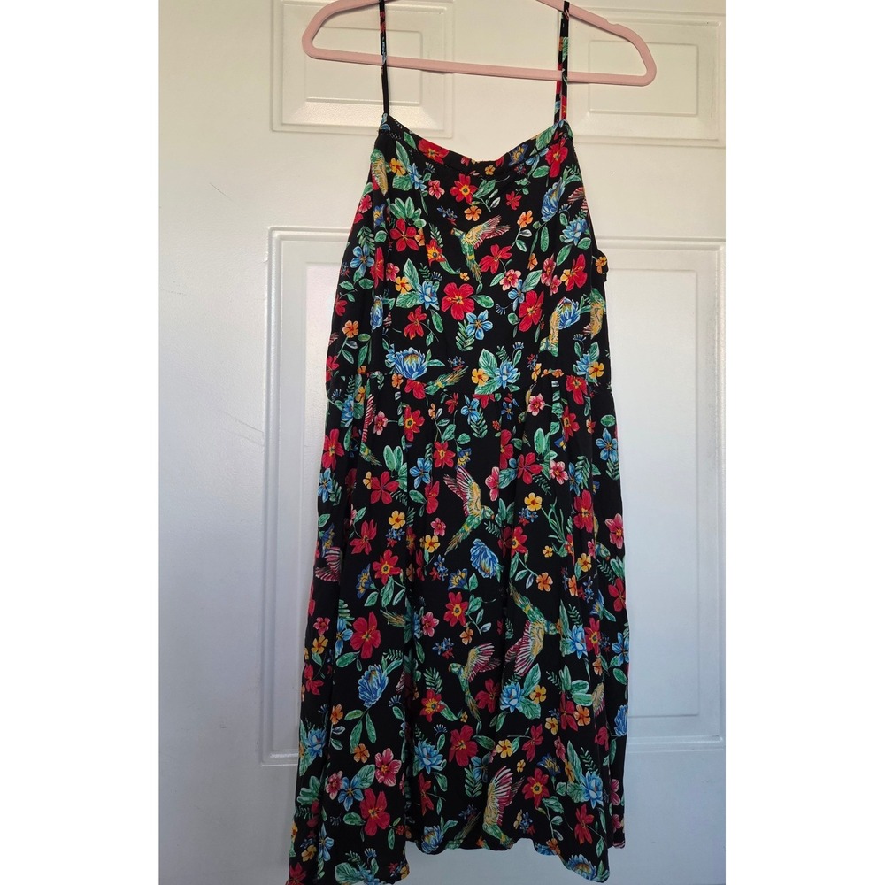 Old Navy Tropical Hummingbird Floral Cami Mini Dress Black XXL Plus Size